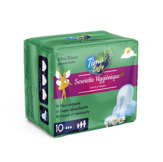 Serviettes Hygiéniques TIMA LADY – Ultra Douces & Confortables (10 pièces)